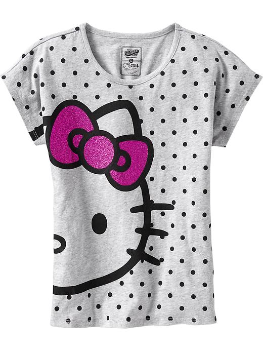 Old Navy Girls Hello Kitty Glitter Dolman Tees - Light gray