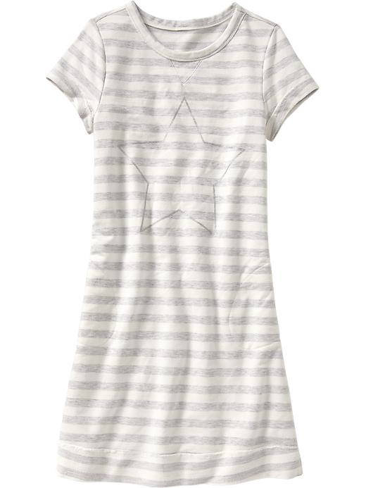 Old Navy Girls Striped Jersey Shift Dresses - Gray stripe