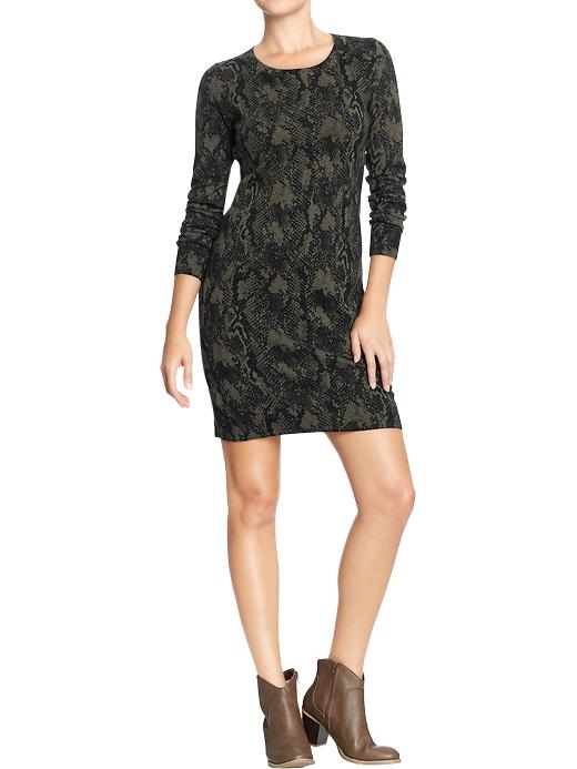 Old Navy Womens Snakeskin Print Sweater Dresses - Garden snake green