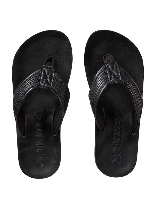 View large product image 1 of 1. Men's Faux-Leather Flip-Flops