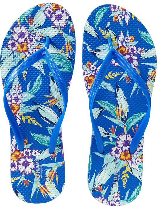 Old Navy Womens Printed Flip Flops - Blue floral