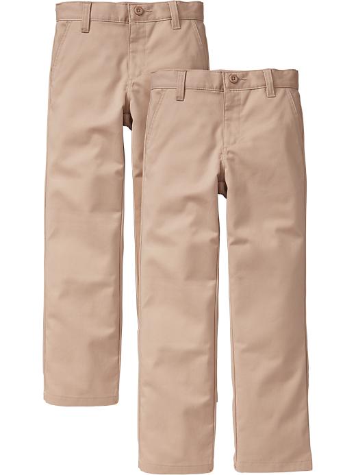 View large product image 1 of 2. Boys Plain-Front Straight Uniform Khaki 2-Packs