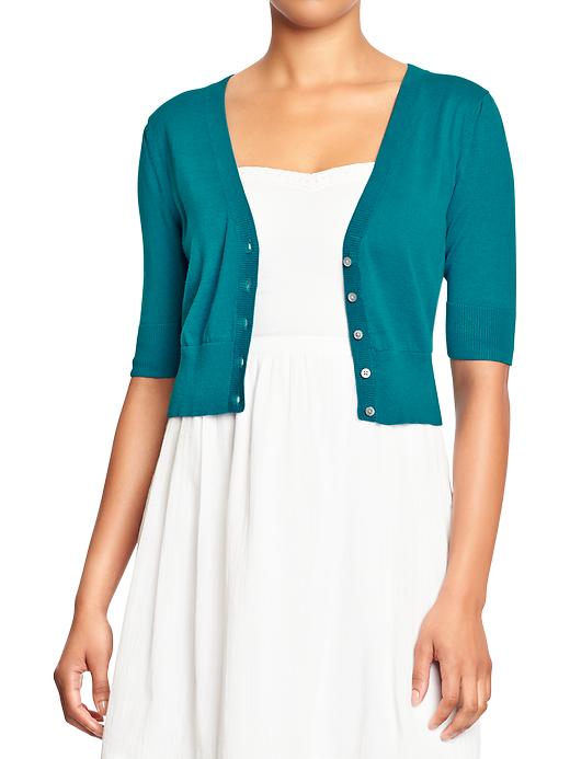 View large product image 1 of 1. Women's Cropped V-Neck Cardigans
