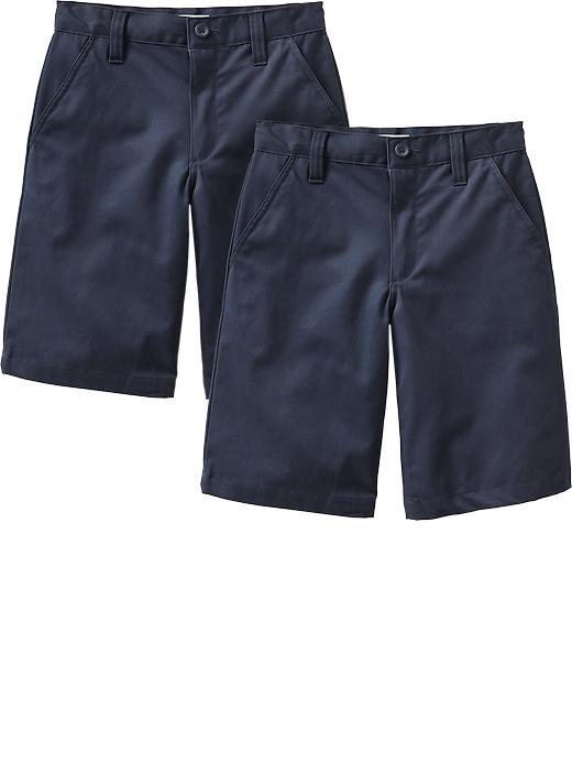 View large product image 1 of 2. Boys Plain-Front Uniform Shorts 2-Pack