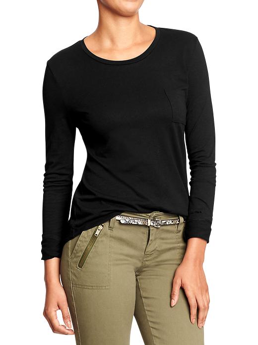 View large product image 1 of 2. Women's Relaxed Slub-Knit Pocket Tees