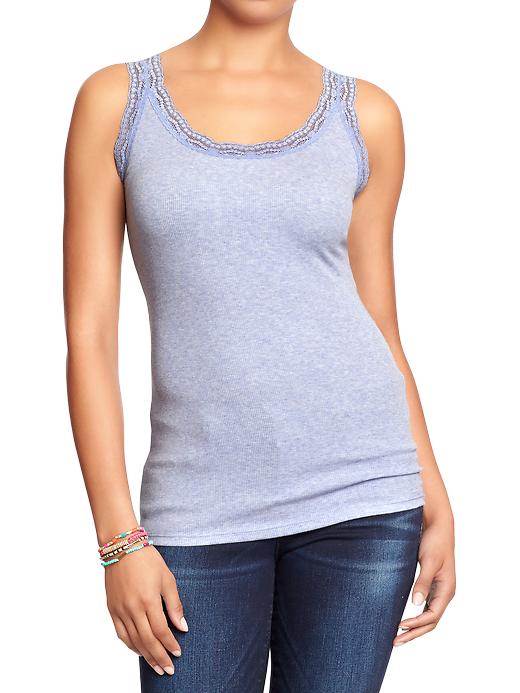 View large product image 1 of 1. Women's Lace-Trim Perfect Tanks