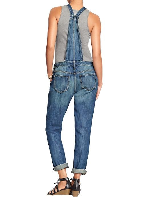 View large product image 2 of 2. Women's Distressed Denim Overalls