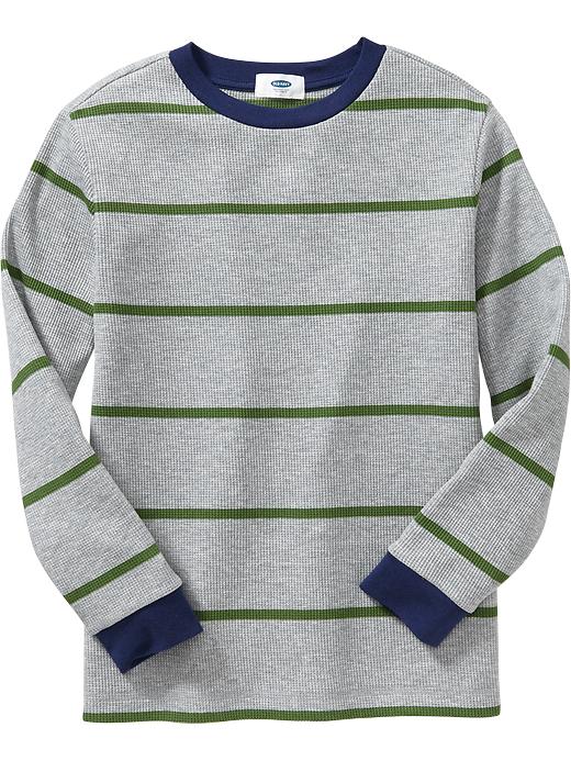 View large product image 1 of 1. Boys Striped Waffle-Knit Tees