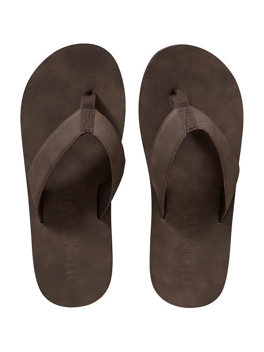 View large product image 1 of 1. Men's Faux Leather Flip-Flops