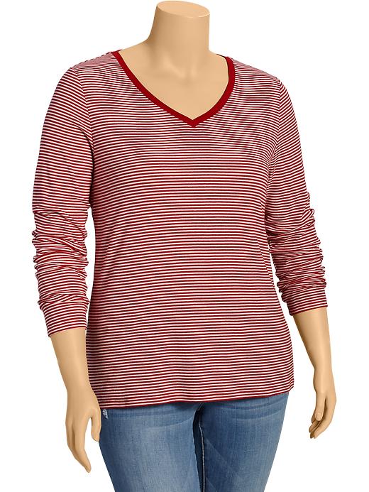 View large product image 1 of 1. V-Neck Fitted Plus-Size Tee