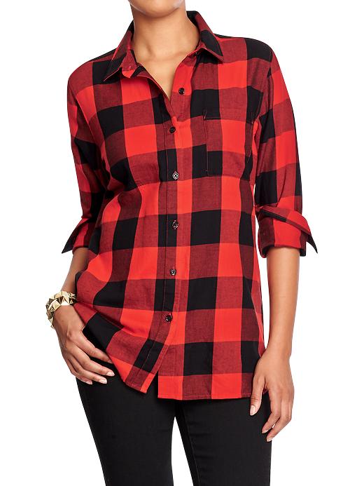 View large product image 1 of 1. Women's Plaid Flannel Boyfriend Shirts