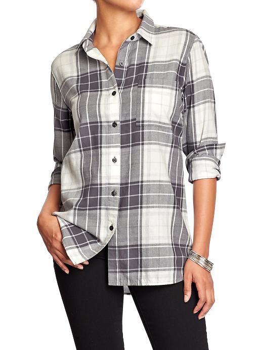 View large product image 1 of 1. Women's Plaid Flannel Boyfriend Shirts