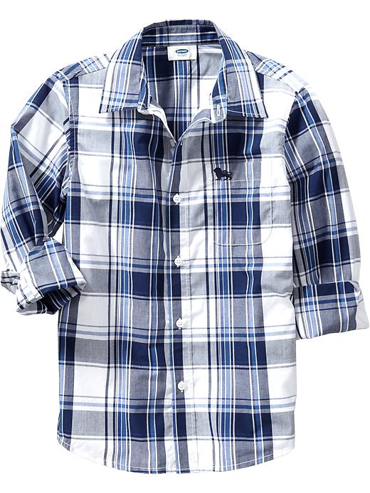 View large product image 1 of 1. Boys Button-Front Plaid Shirts