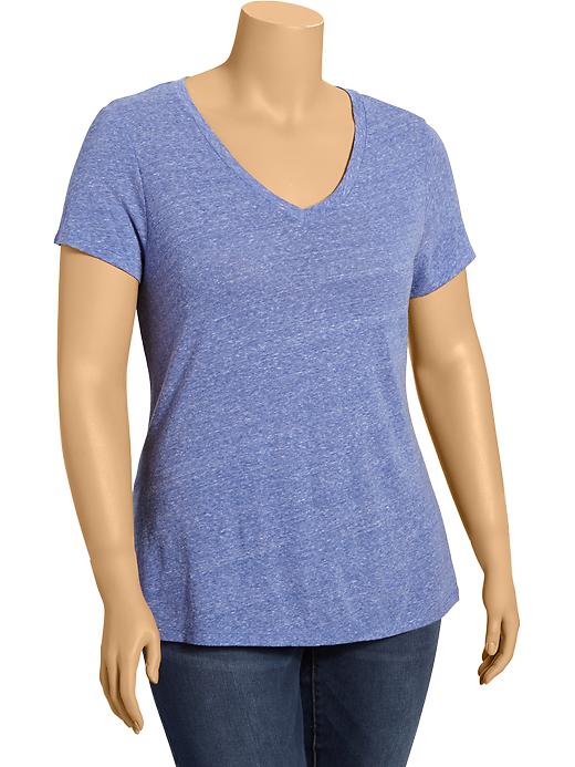 View large product image 1 of 1. Relaxed Lightweight V-Neck Plus-Size Tee