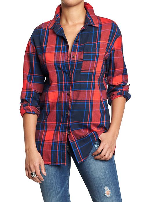 View large product image 1 of 1. Women's Plaid Flannel Boyfriend Shirts