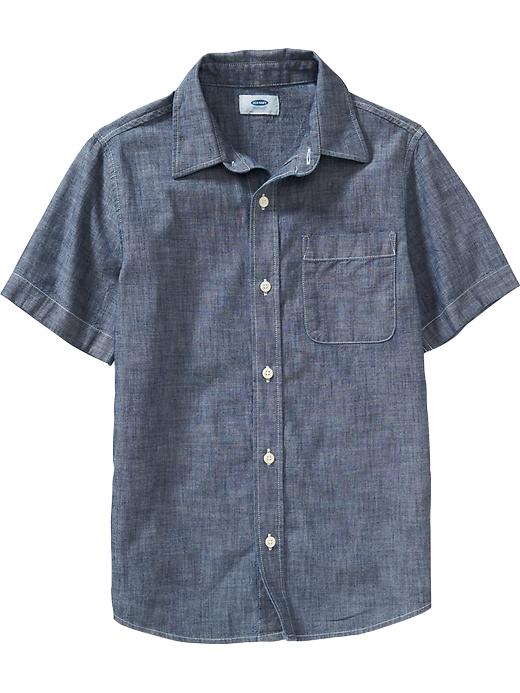 View large product image 1 of 1. Boys Short-Sleeved Chambray Shirts