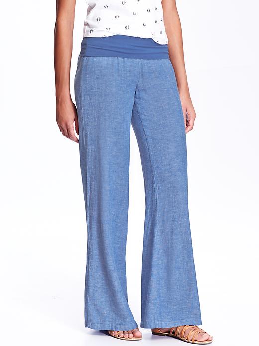 View large product image 1 of 1. Women's Linen-Blend Pull-On Pants