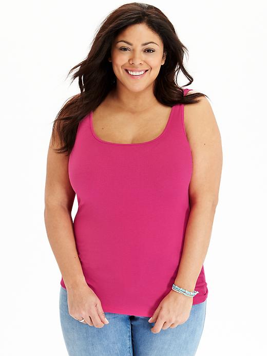 View large product image 1 of 1. Fitted Rib-Knit Plus-Size Layering Tank