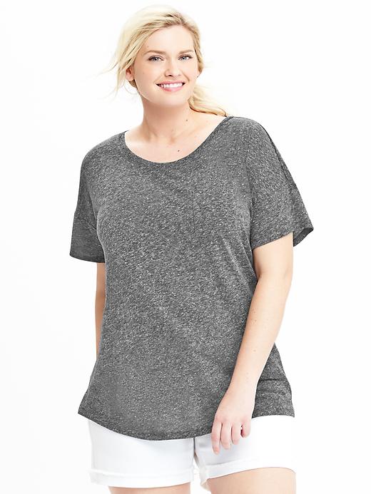 View large product image 1 of 1. Linen-Blend Plus-Size Top