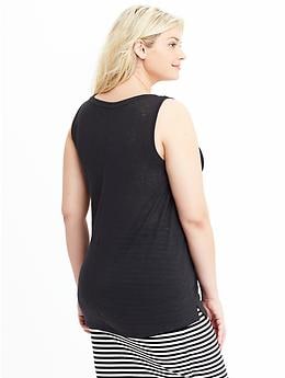 View large product image 2 of 2. Linen-Blend Pocket Plus-Size Tank
