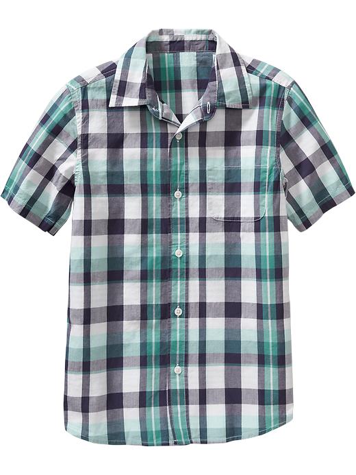 View large product image 1 of 1. Boys Short-Sleeve Plaid Shirts