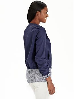 View large product image 2 of 2. Women's Jacquard-Patterned Bomber Jackets