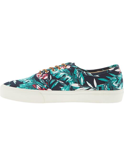 View large product image 2 of 5. Men's Tropical-Print Canvas Sneakers