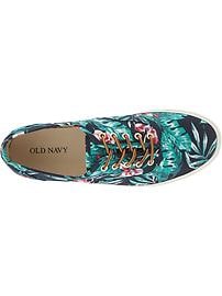 View large product image 4 of 5. Men's Tropical-Print Canvas Sneakers