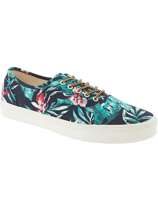 View large product image 1 of 5. Men's Tropical-Print Canvas Sneakers