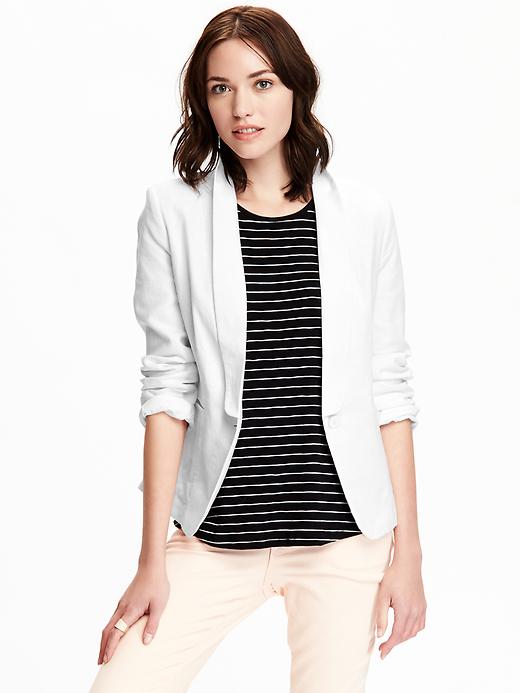 View large product image 1 of 2. Women's Classic Linen-Blend Blazers