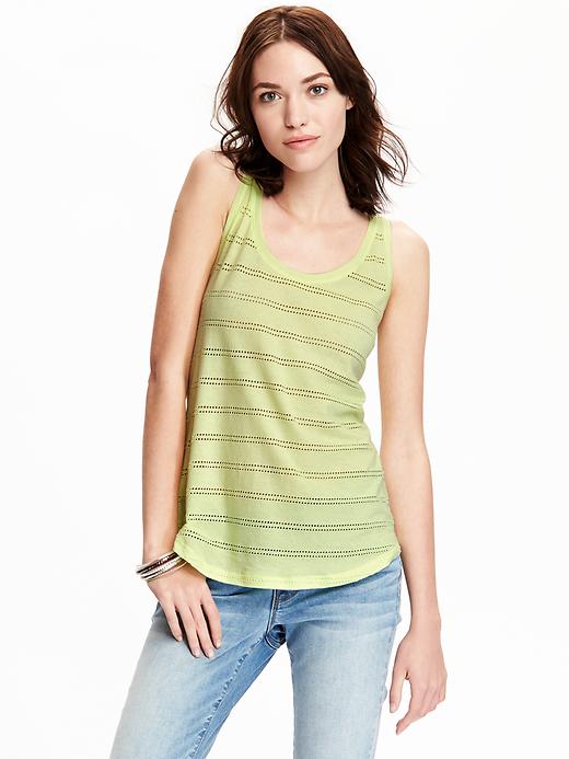View large product image 1 of 1. Women's Perforated-Stripe Tanks