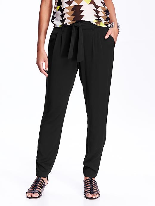 View large product image 1 of 2. Women's High-Rise Belted Soft Pants