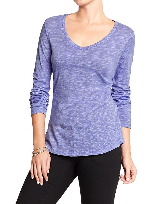 View large product image 1 of 1. Women's Relaxed Slub-Knit V-Neck Tees