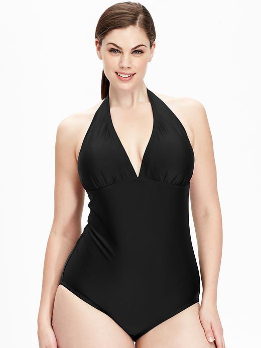 View large product image 1 of 1. Women's Plus Halter Swimsuits