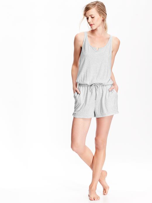 View large product image 1 of 2. Women's Sleeveless Jersey Rompers