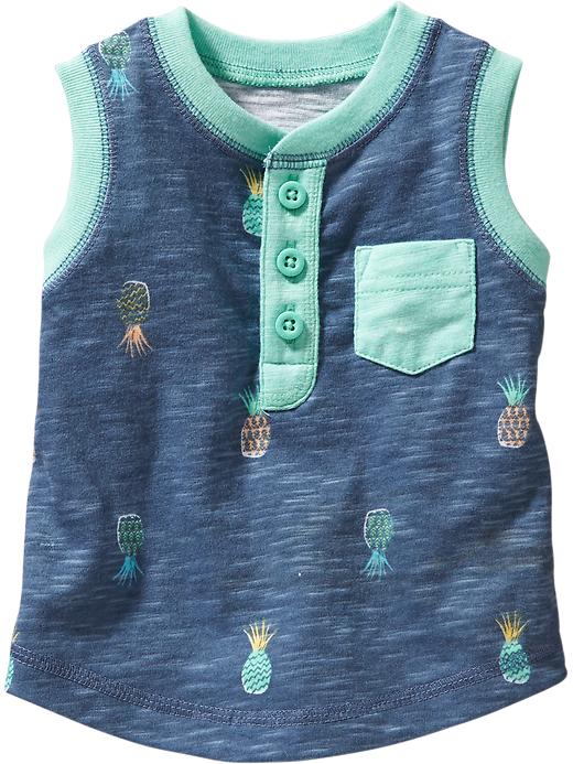 View large product image 1 of 1. Printed Slub-Knit Henley Tanks for Baby