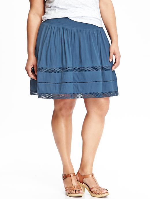 View large product image 1 of 2. Women's Plus Crinkle-Gauze Pull-On Skirts