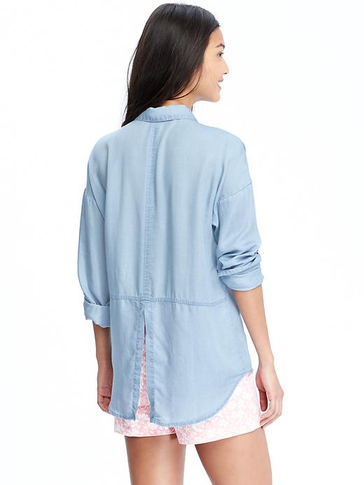 View large product image 2 of 2. Women's Drapey Chambray Shirts