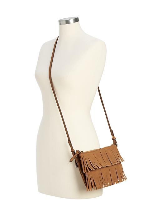 View large product image 2 of 2. Sueded Fringe Crossbody Bag for Women