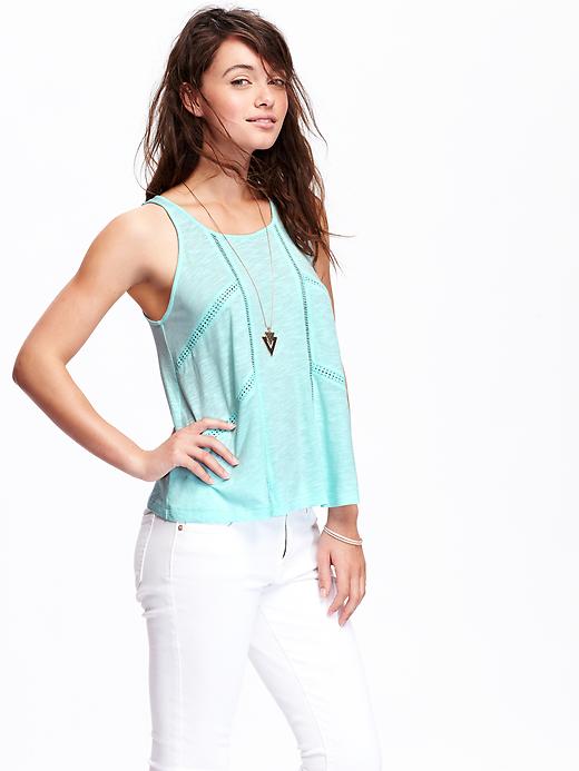 View large product image 1 of 1. Women's Ladder-Stitch Sleeveless Tops