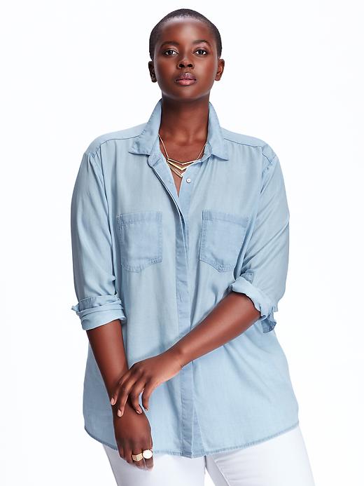 View large product image 1 of 2. Women's Plus Chambray Shirts