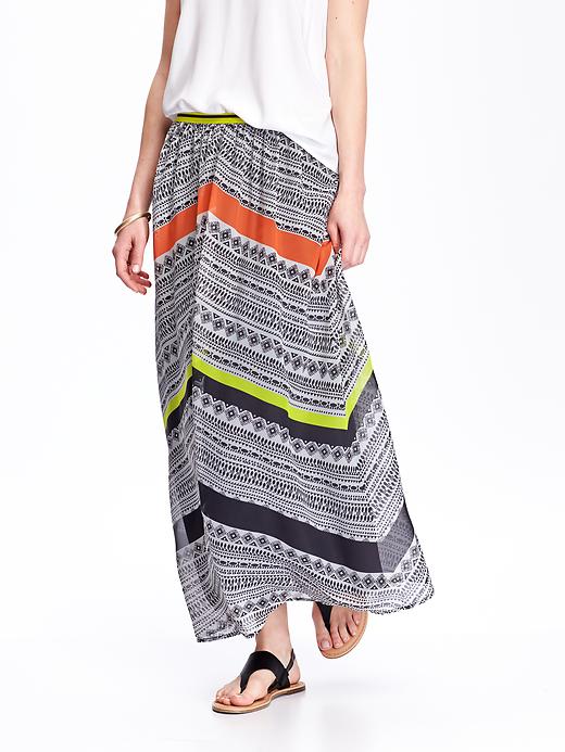 View large product image 1 of 2. Women's Chiffon Chevron-Stripe Maxi Skirts