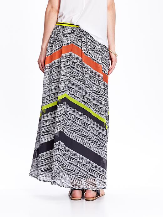 View large product image 2 of 2. Women's Chiffon Chevron-Stripe Maxi Skirts