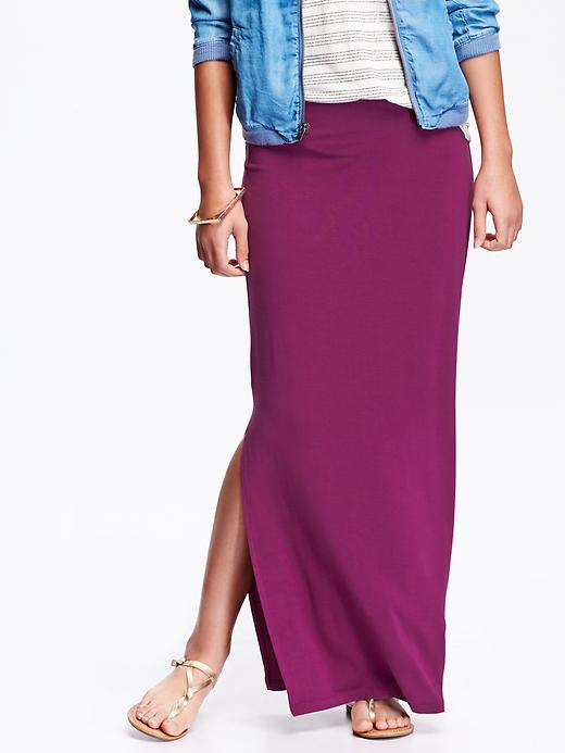 View large product image 1 of 1. Jersey Side-Slit Maxi Skirt
