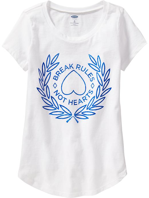 View large product image 1 of 1. Girls Rounded-Hem Graphic Tees