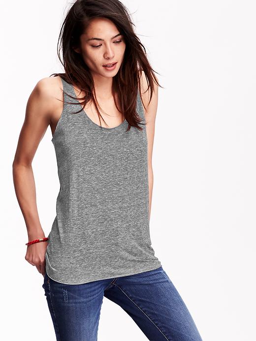 View large product image 1 of 1. Racerback Raw-Edge Tank