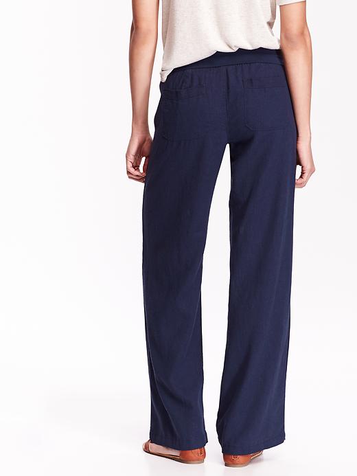 View large product image 2 of 2. Wide-Leg Linen-Blend Pants