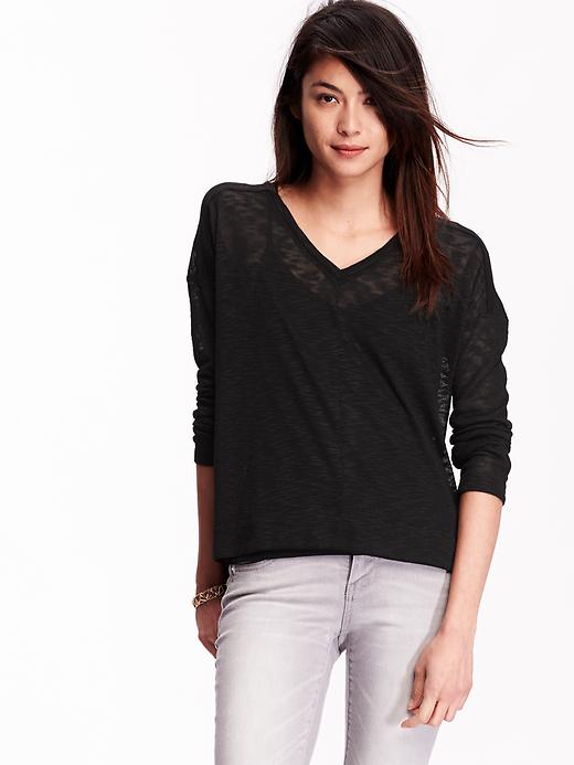 View large product image 1 of 1. Sweater-Knit V-Neck Top