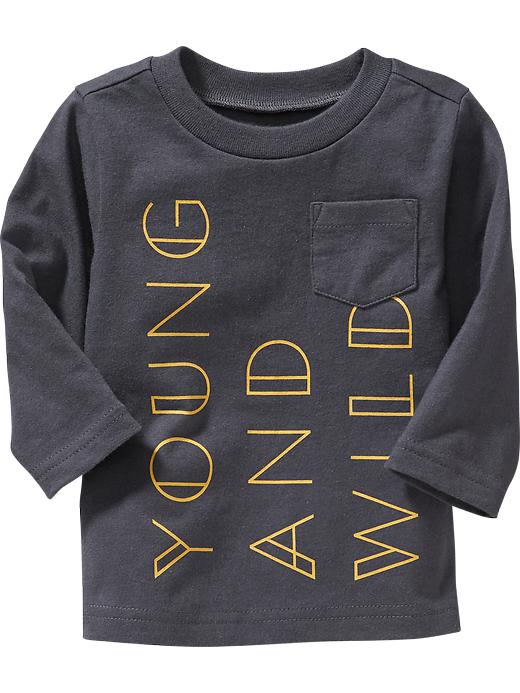 View large product image 1 of 1. Long-Sleeve "Young and Wild" Tees for Baby