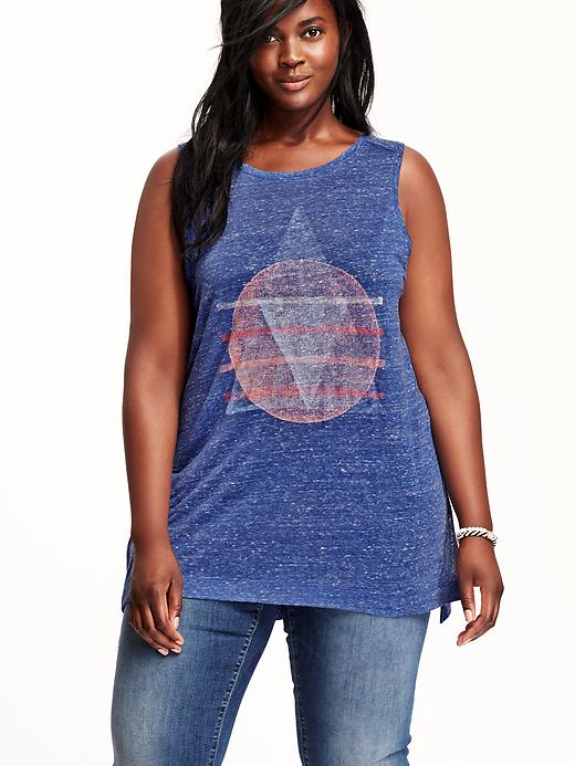 View large product image 1 of 2. High-Neck Plus-Size Graphic Tank